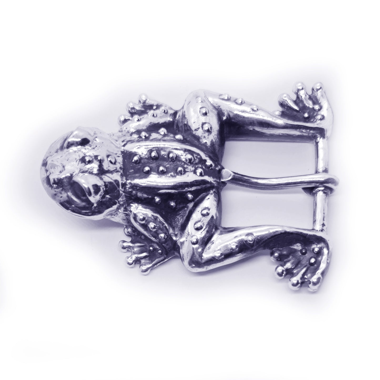 Frog Jumping Sterling Silver Belt Buckle