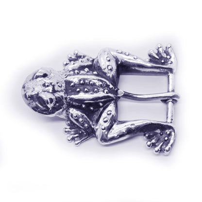 Frog Jumping Sterling Silver Belt Buckle