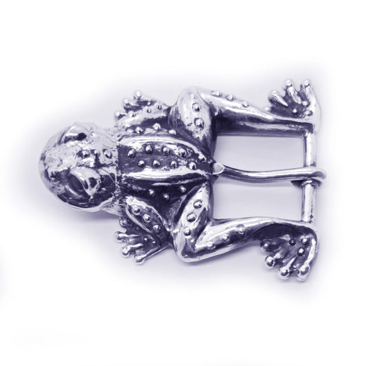 Frog Jumping Sterling Silver Belt Buckle