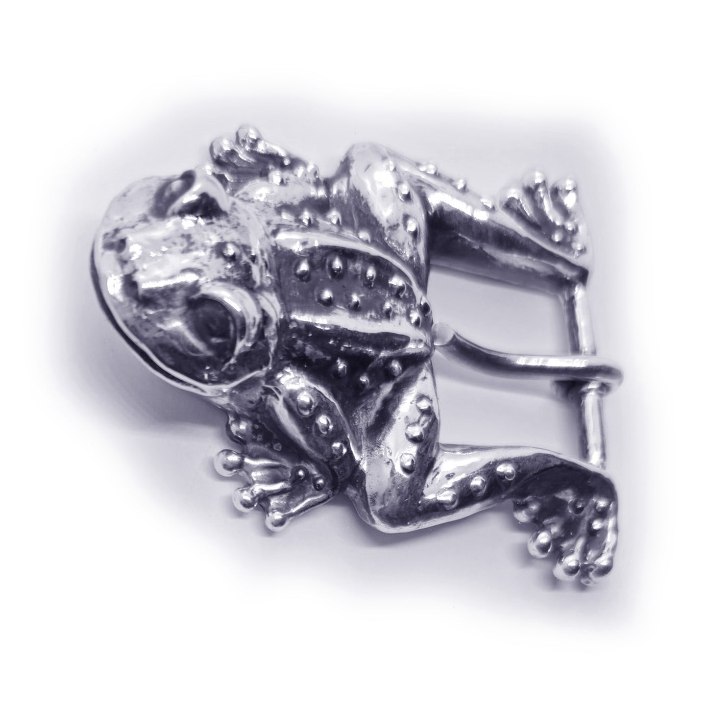 Frog Jumping Sterling Silver Belt Buckle