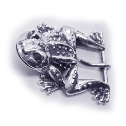 Frog Jumping Sterling Silver Belt Buckle