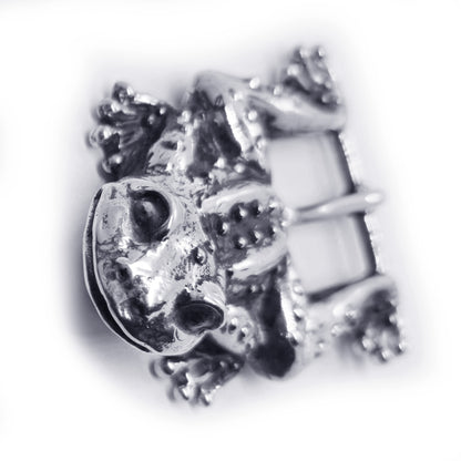Frog Jumping Sterling Silver Belt Buckle