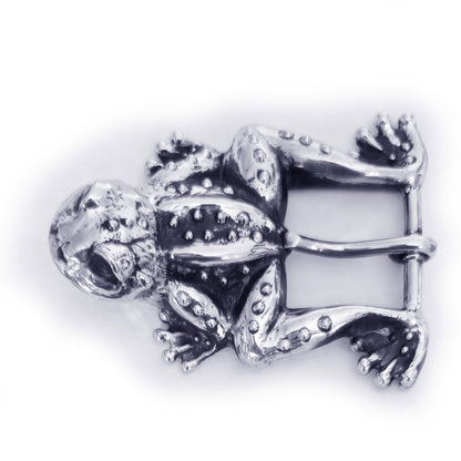 Frog Jumping Sterling Silver Belt Buckle