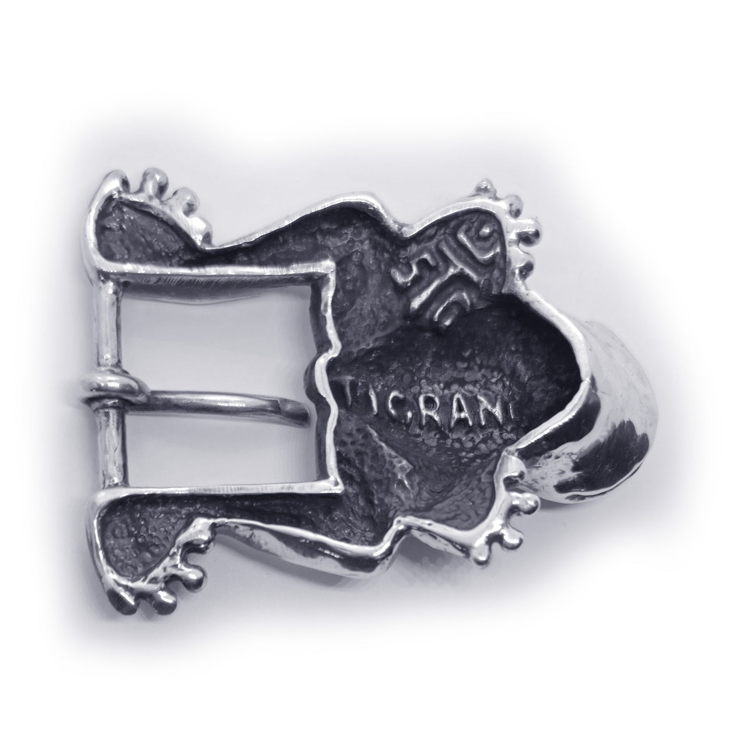 Frog Jumping Sterling Silver Belt Buckle