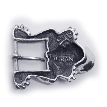 Frog Jumping Sterling Silver Belt Buckle