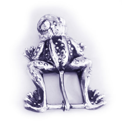 Frog Jumping Sterling Silver Belt Buckle