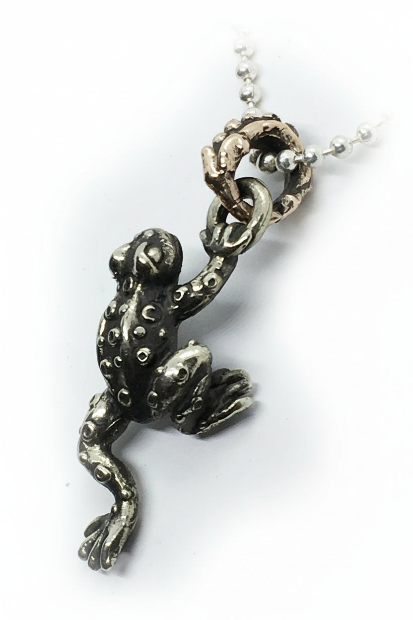 Good Luck Frog Silver Pendant
