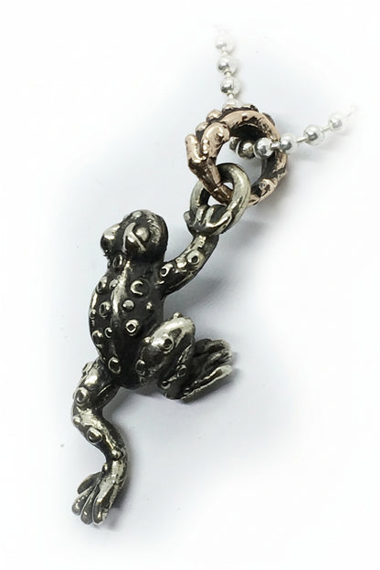 Good Luck Frog Silver Pendant