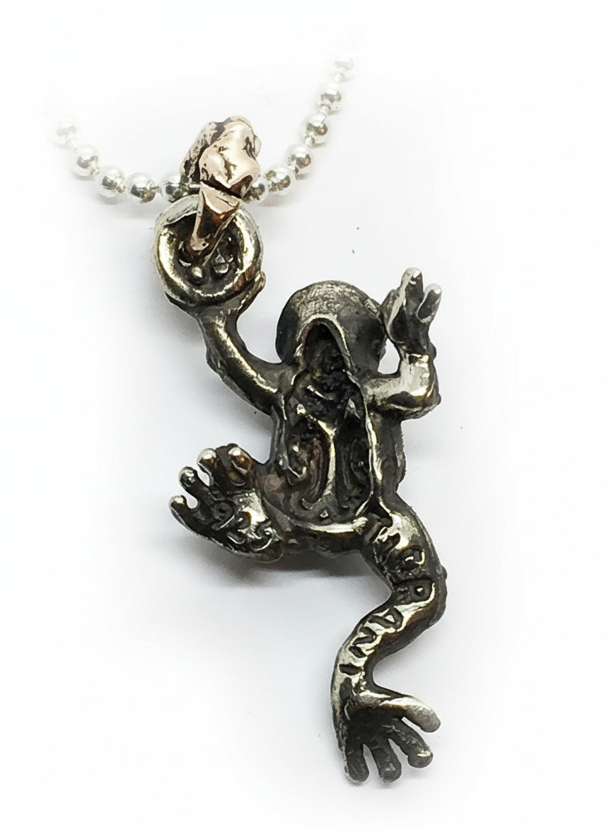 Good Luck Frog Silver Pendant