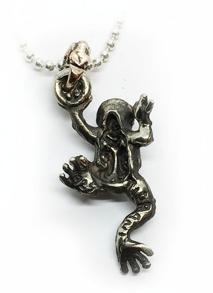 Good Luck Frog Silver Pendant