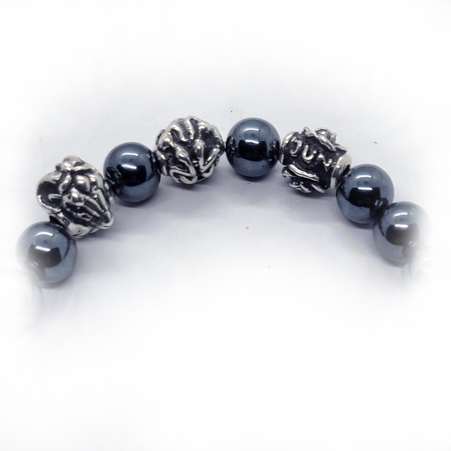 Goat Birth Year Zodiac, Birth Months, Birth Month Flower Silver Hematite and Black Onyx Beads Bracelet