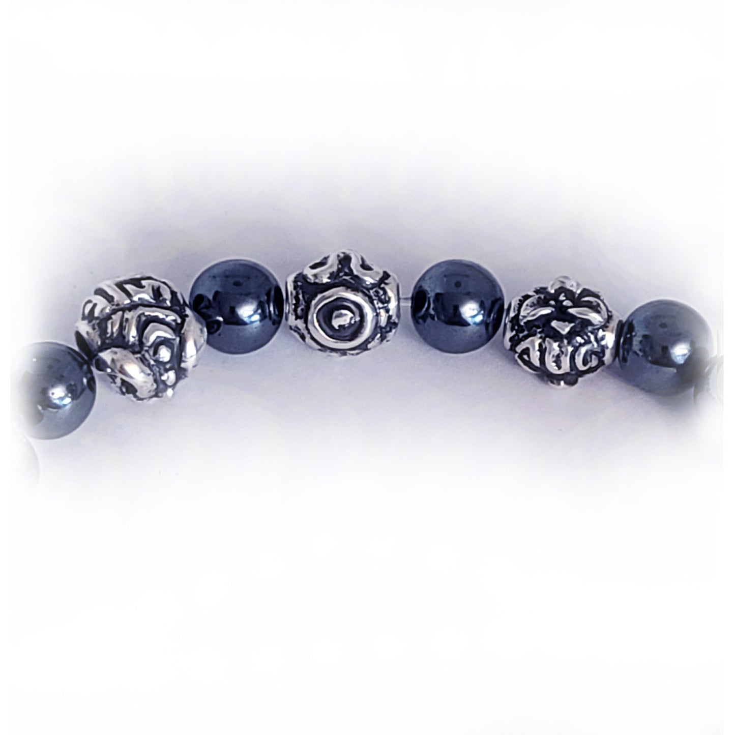 Goat Birth Year Zodiac, Birth Months, Birth Month Flower Silver Hematite and Black Onyx Beads Bracelet
