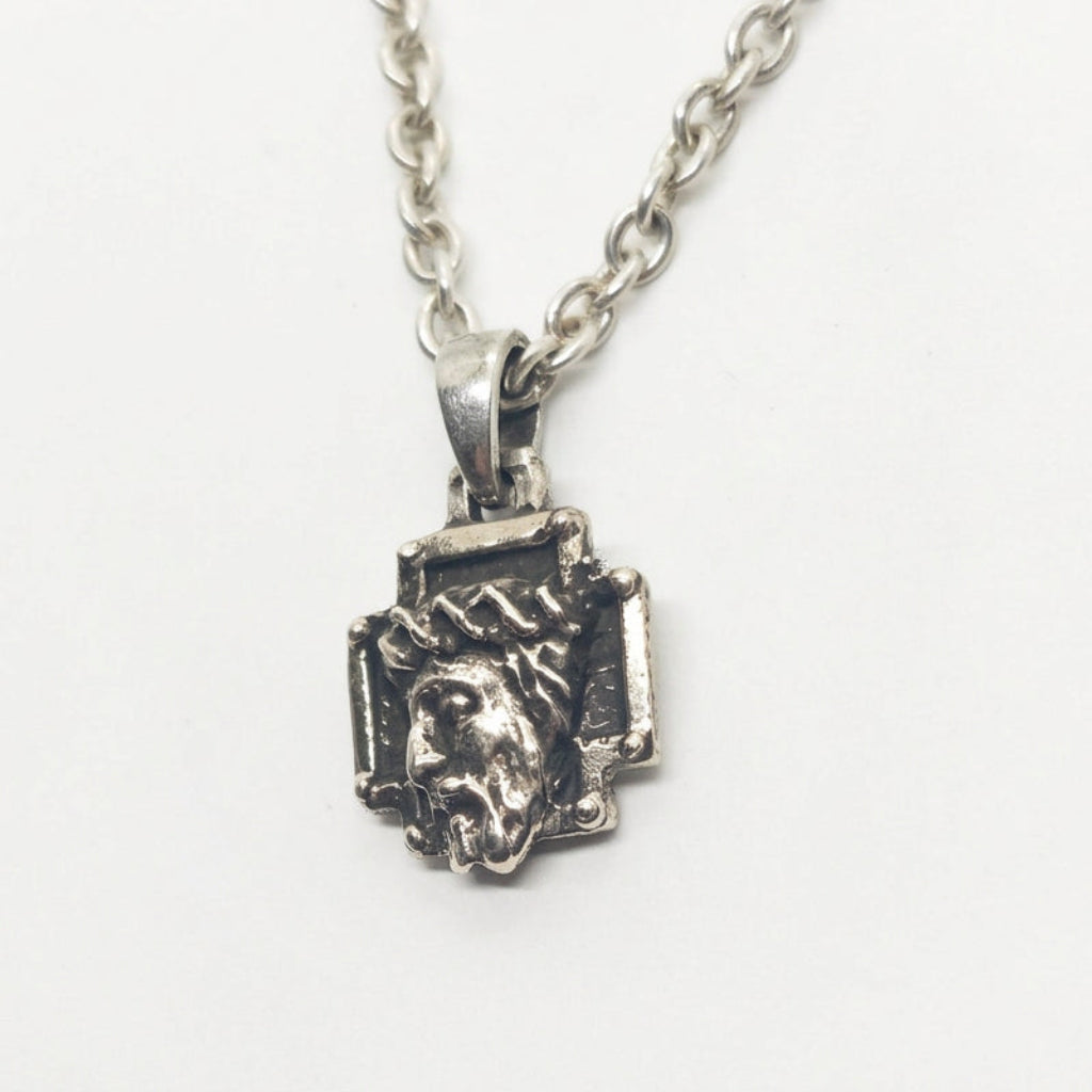 Antique Cross with Jesus Christos Sterling Silver Pendant Small V1