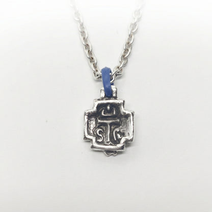 Antique Cross with Jesus Christos Sterling Silver Pendant Small V1