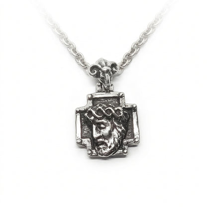 Antique Cross with Jesus Christos Sterling Silver Pendant