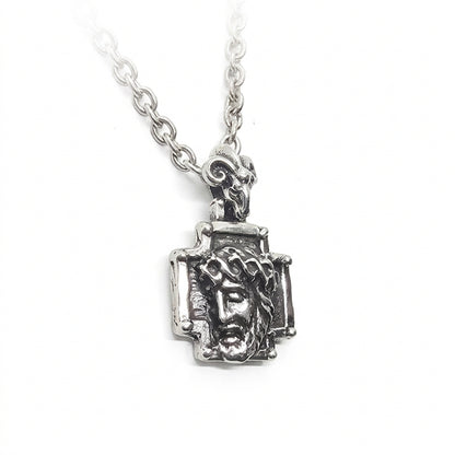 Antique Cross with Jesus Christos Sterling Silver Pendant