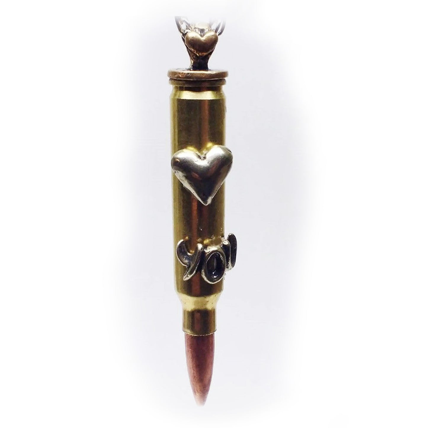 ''Love You" Love Bullet Silver Pendant
