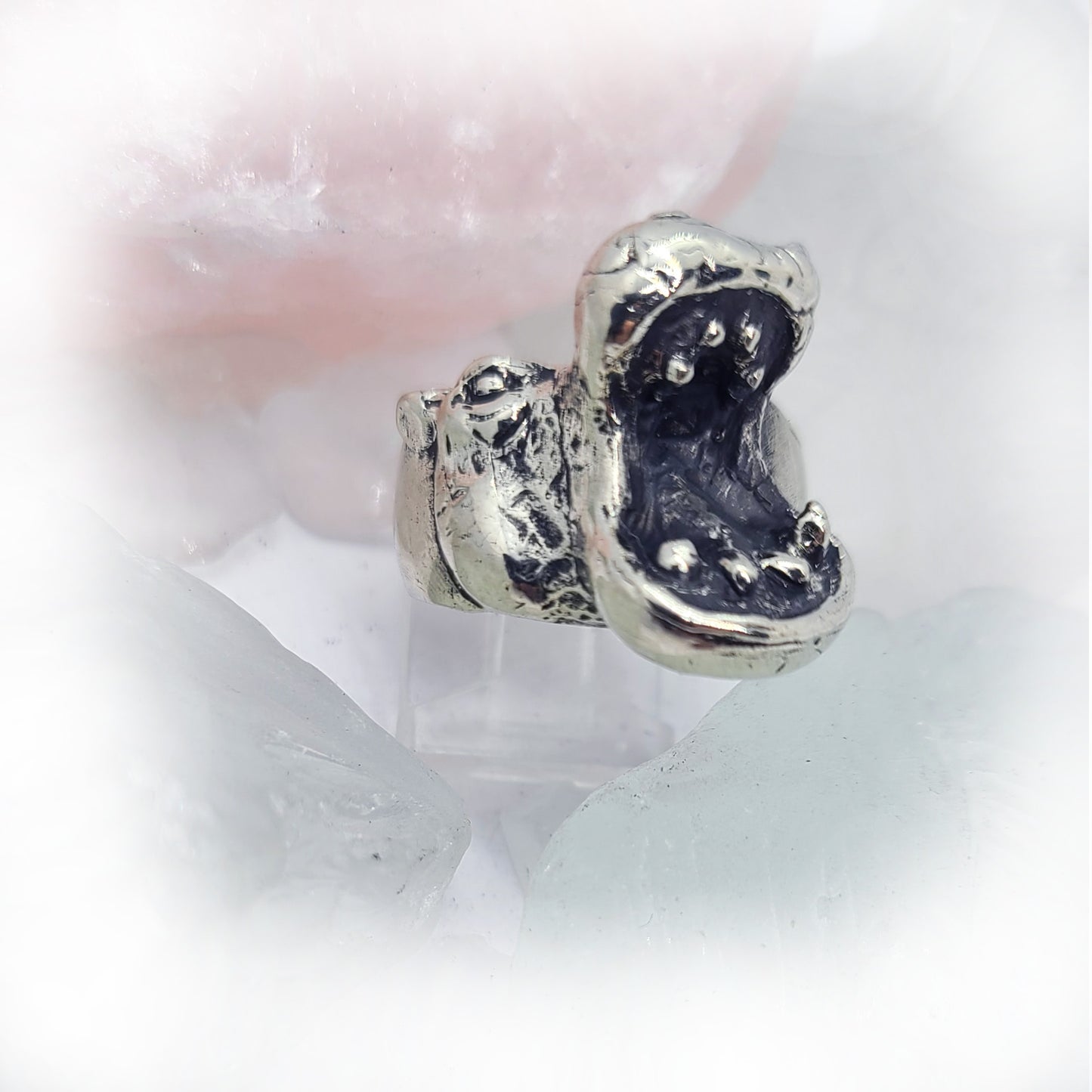 Hippopotamus Open Mouth Sterling Silver Ring