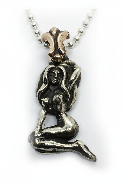 Horny Girl Silver Bronze Pendant