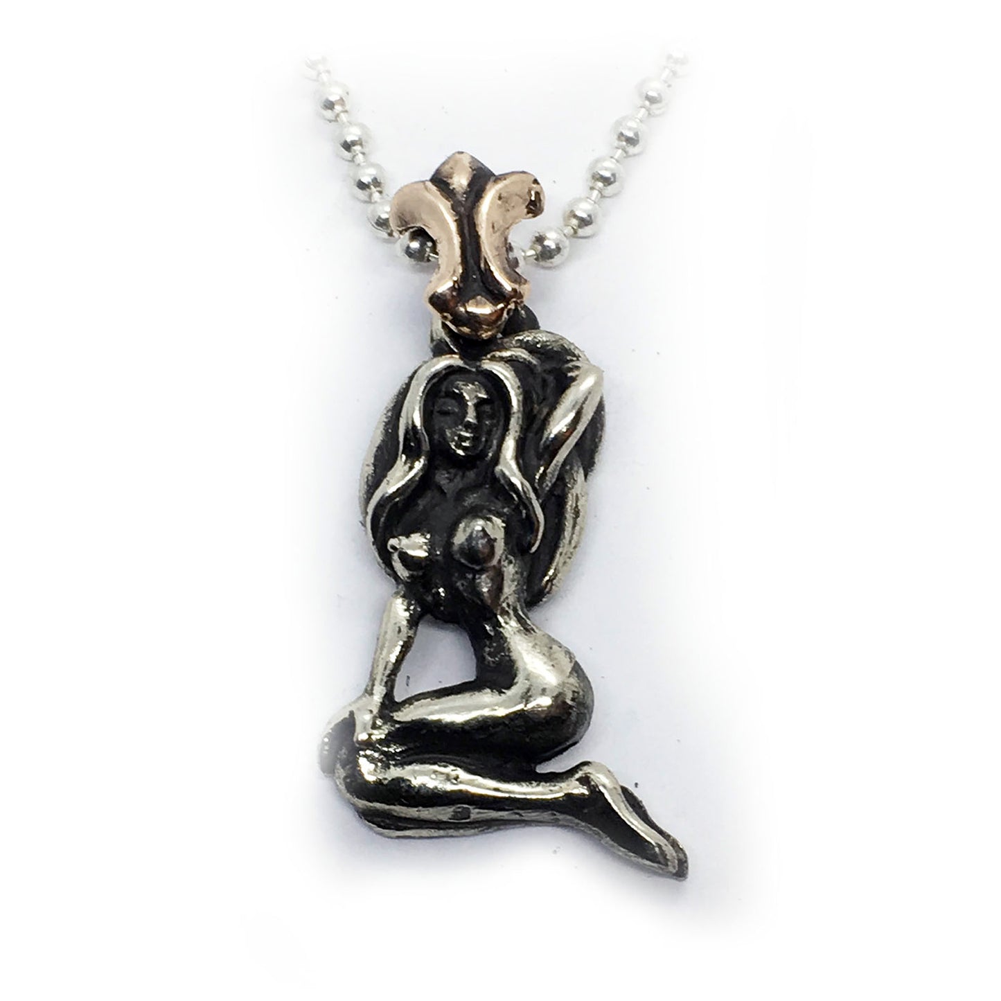 Horny Girl Silver Bronze Pendant