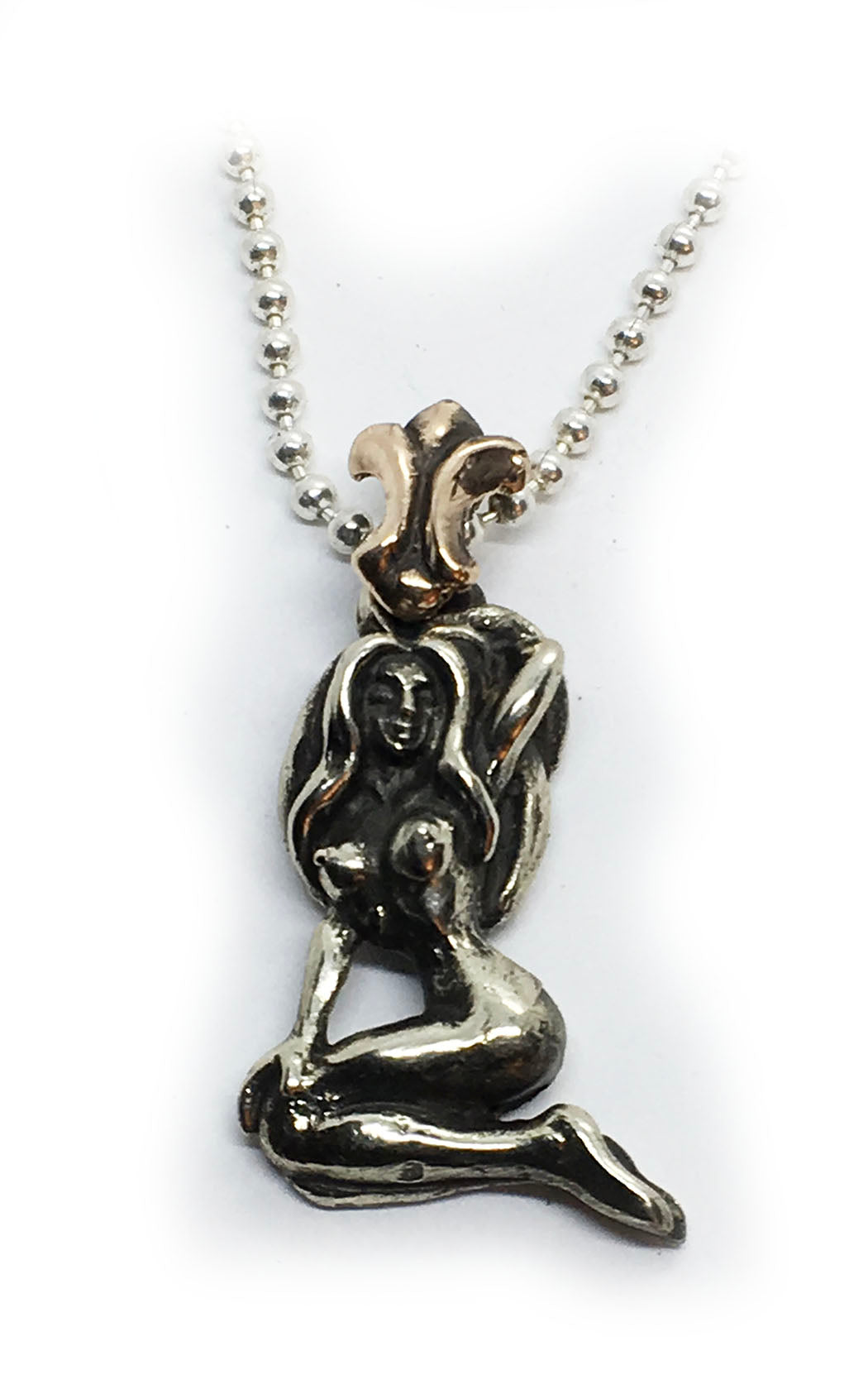 Horny Girl Silver Bronze Pendant