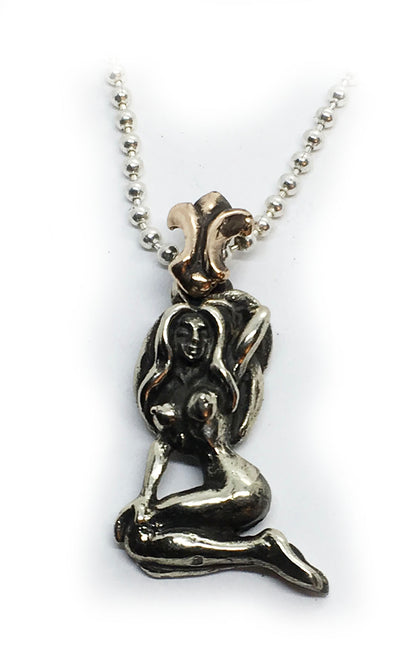 Horny Girl Silver Bronze Pendant