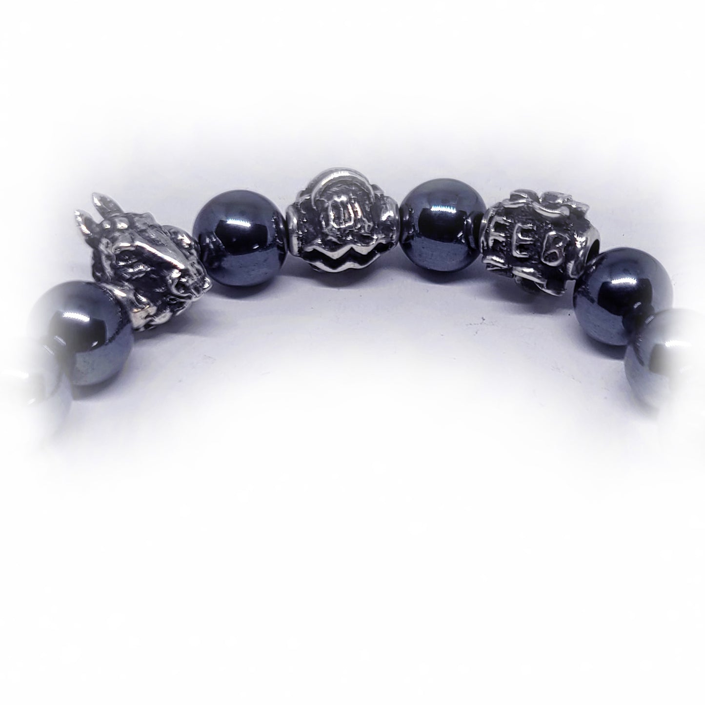Horse Birth Year Zodiac, Birth Months, Birth Month Flower Silver Hematite and Black Onyx Beads Bracelet