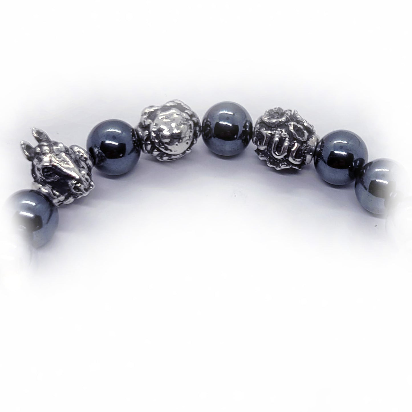 Horse Birth Year Zodiac, Birth Months, Birth Month Flower Silver Hematite and Black Onyx Beads Bracelet