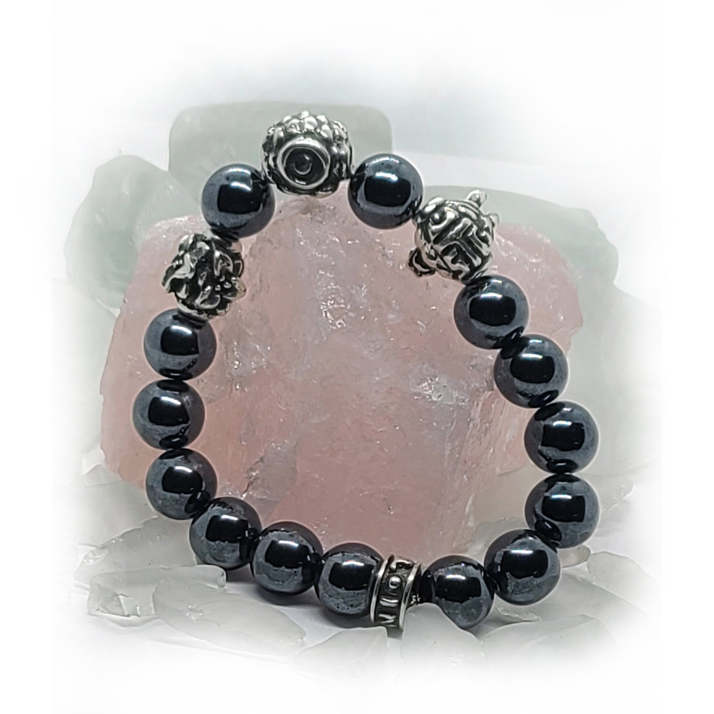 Horse Birth Year Zodiac, Birth Months, Birth Month Flower Silver Hematite and Black Onyx Beads Bracelet