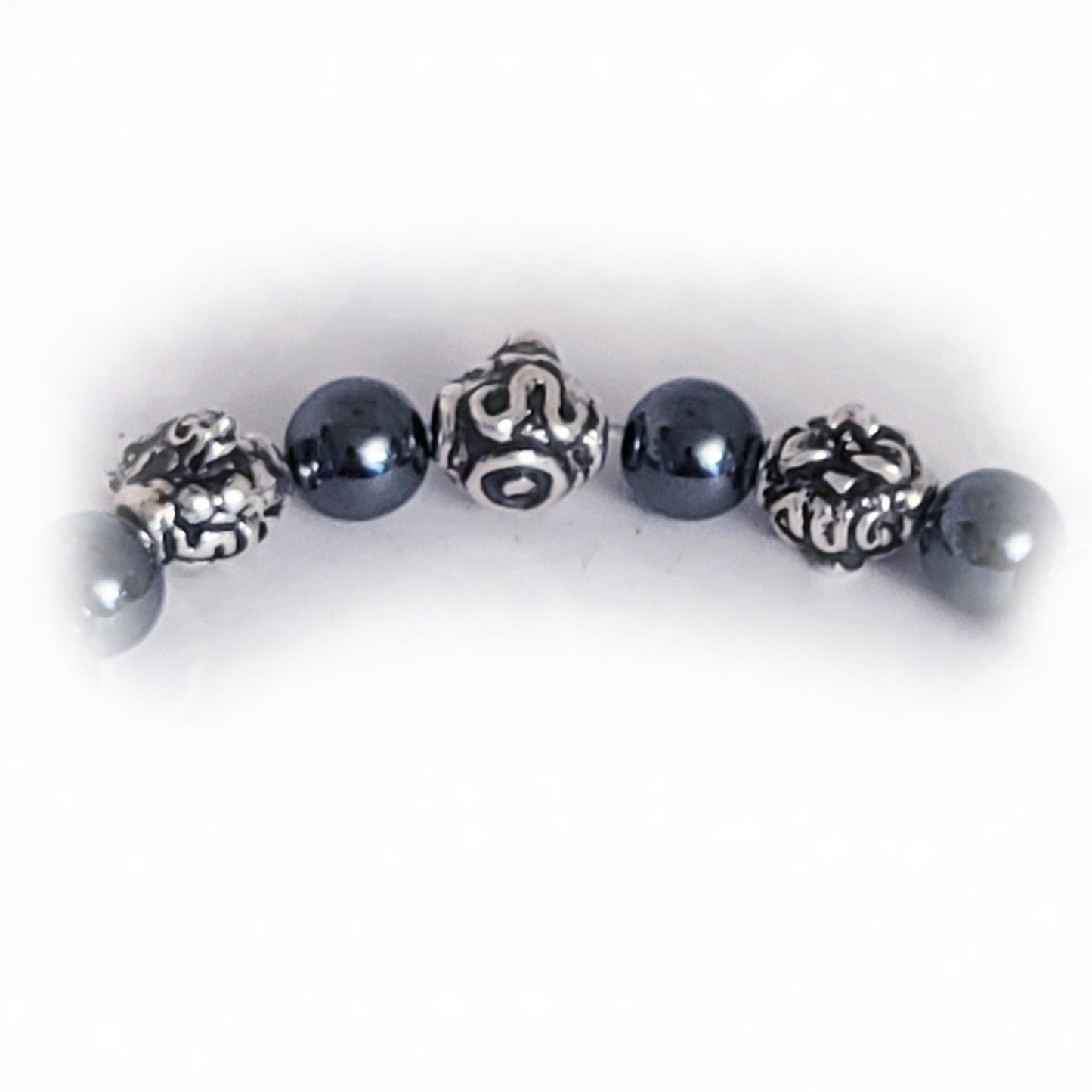 Horse Birth Year Zodiac, Birth Months, Birth Month Flower Silver Hematite and Black Onyx Beads Bracelet