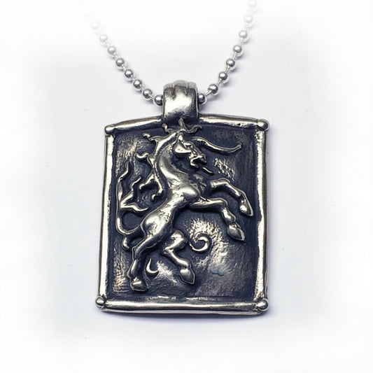 Horse Shield Sterling Silver Pendant