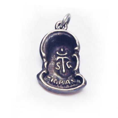 Jesus Christ Silver Pendant with Bronze Crown of Thorns