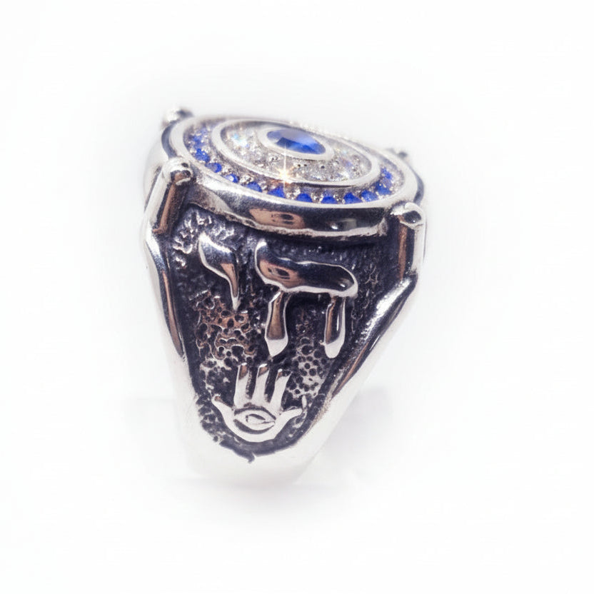Jewish Sterling Silver Ring with Flag Color Stones