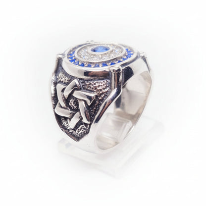 Jewish Sterling Silver Ring with Flag Color Stones