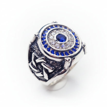 Jewish Sterling Silver Ring with Flag Color Stones
