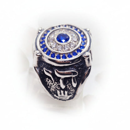 Jewish Sterling Silver Ring with Flag Color Stones