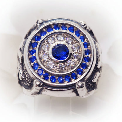 Jewish Sterling Silver Ring with Flag Color Stones