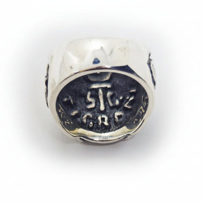 Jewish Sterling Silver Ring with Flag Color Stones