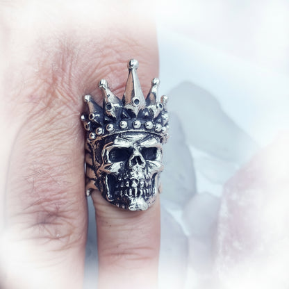 King Skull Sterling Silver Stones Ring