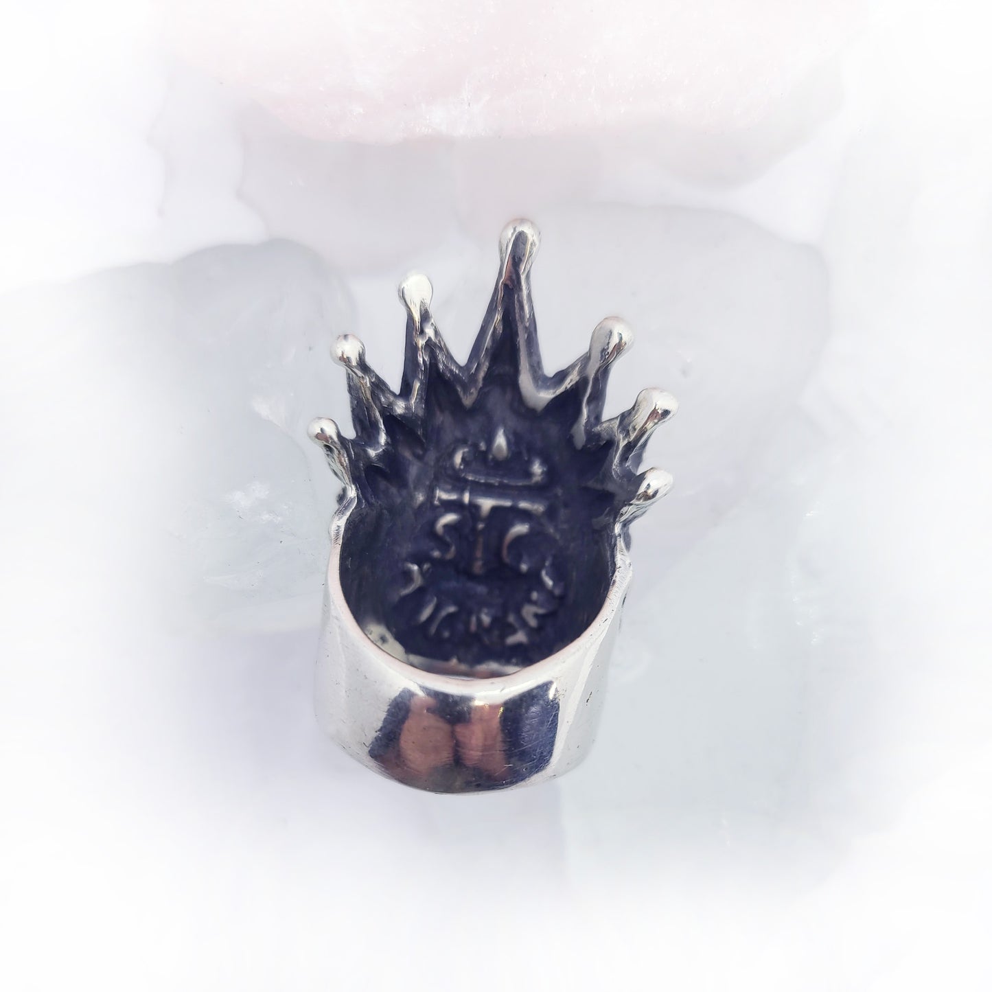 King Skull Sterling Silver Stones Ring