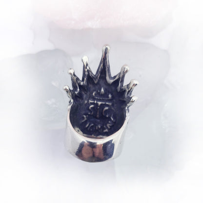 King Skull Sterling Silver Stones Ring