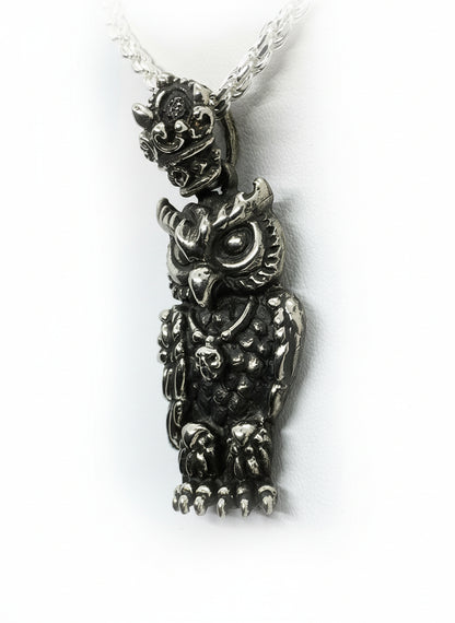 Wise King Owl Sterling Silver Pendant