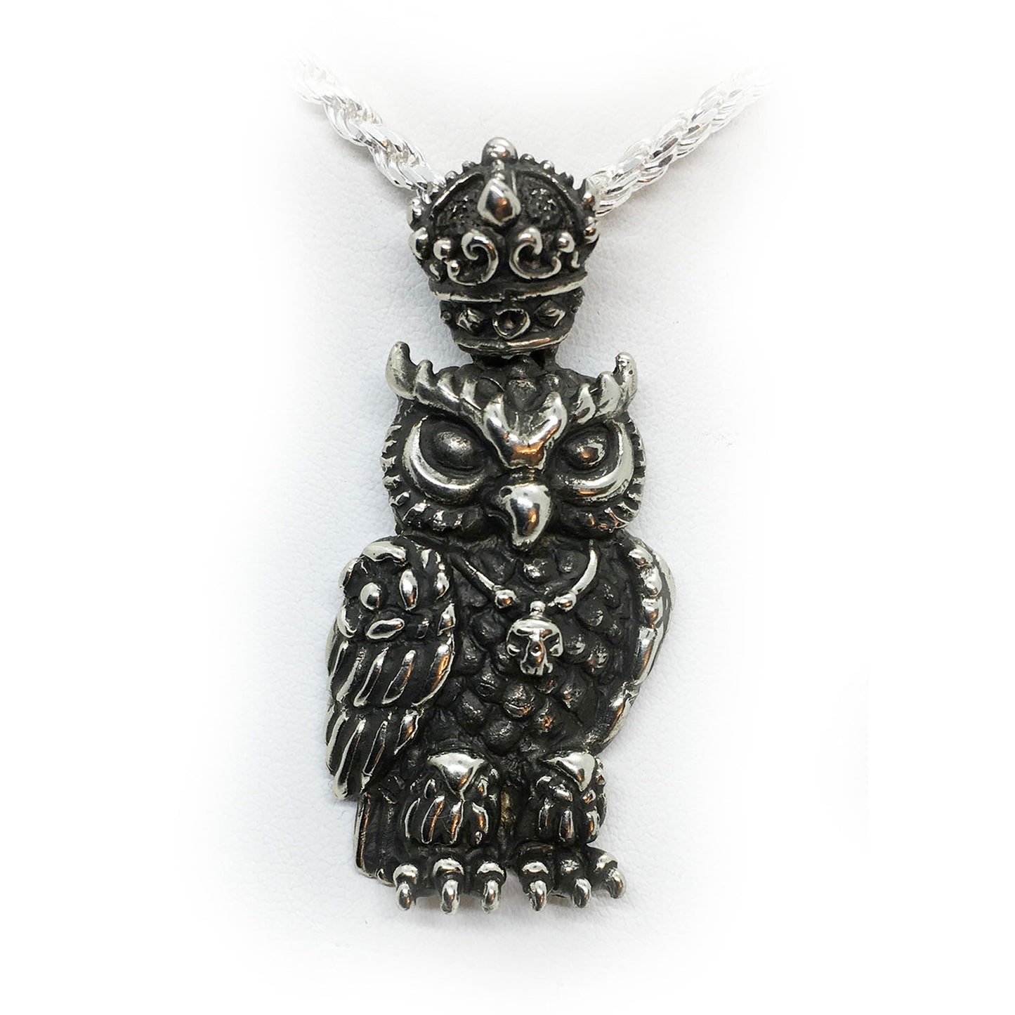 Wise King Owl Sterling Silver Pendant