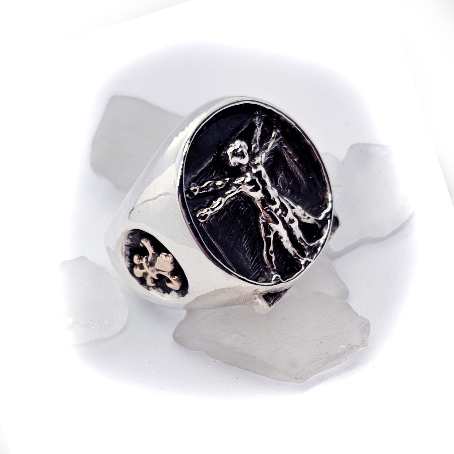 Leonardo Da Vinci Silver Bronze Ring