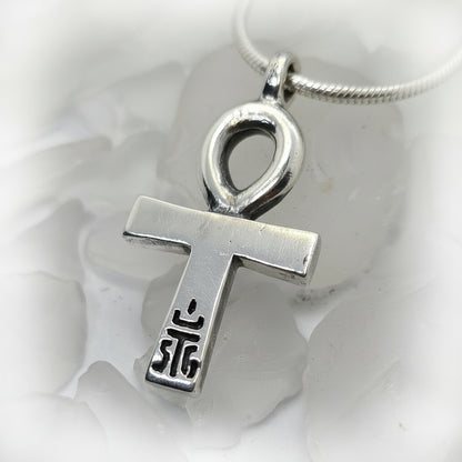 Life Symbol With Ruby Sapphire Sterling Silver Pendant