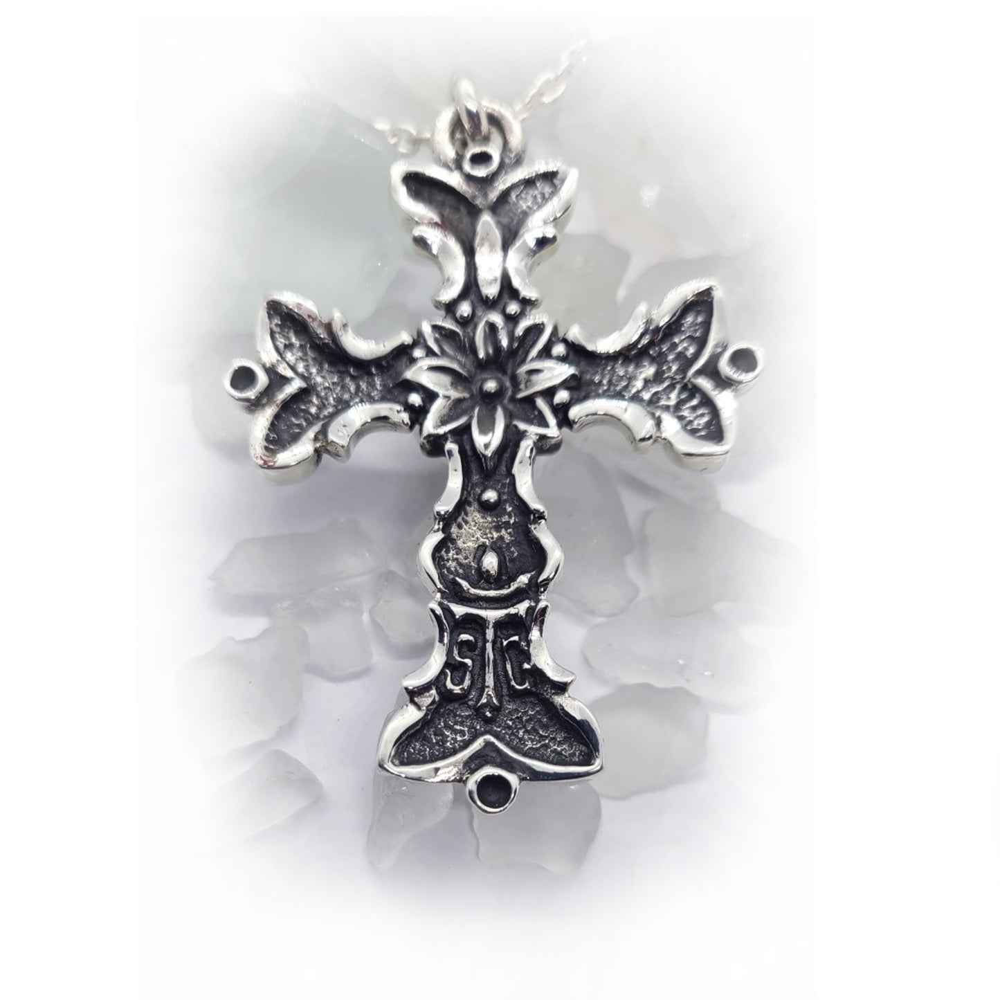 LiLi-Cross Silver Cross with Ruby Stones Sterling Silver Pendant