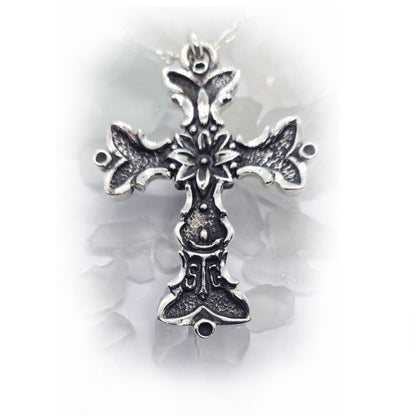 LiLi-Cross Silver Cross with Ruby Stones Sterling Silver Pendant