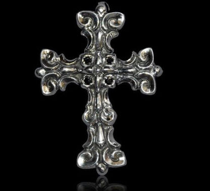 LiLi-Cross Silver Cross with Ruby Stones Sterling Silver Pendant