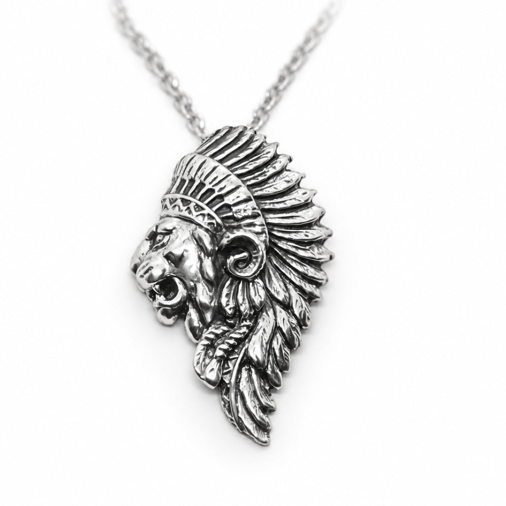 Lion Apache Sterling Silver Pendant