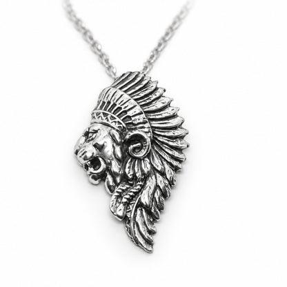 Lion Apache Sterling Silver Pendant